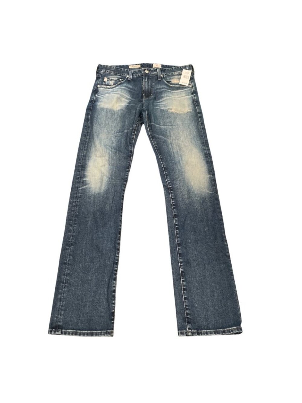 AG Matchbox Slim Straight Jean 32x33 Dark Wash Distressed Faded Stretch Denim